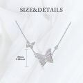wholesale 925 Sterling Silver Multicolor Crystal Butterfly Pendant Necklace with Extender Chain Gift for Women Girls-0-2