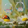 wholesale 925 Sterling Silver Ladybug Daisy Flower Hoop Earrings  for Girls and Women-0-5