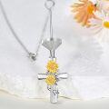 wholesale 925 Sterling Silver Sunflower Cross Pendant with Chain and Keepsake Jewelry Box Set-0-3