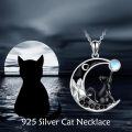 wholesale 925 Sterling Silver Moonstone Cat Pendant Necklace for Women Irish Gifts-0-4
