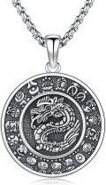 wholesale 925 Sterling Silver Round Pendant with Dragon and Egyptian Symbols for Men's Necklaces-0-0
