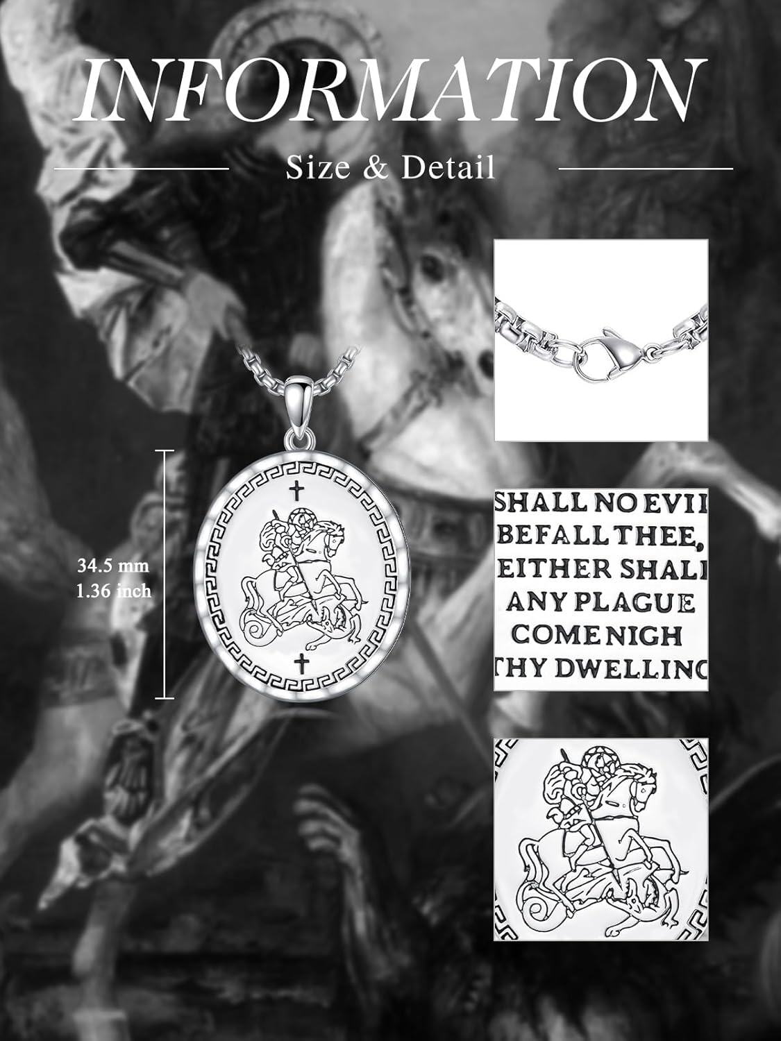 wholesale 925 Sterling Silver Saint Michael and Virgin Mary Catholic Amulet Necklace with Cross Pendant for Women Men Gifts Jewelry with Stainless Steel Chain-0-2