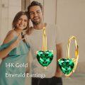 wholesale 14K Gold Heart-Shaped Green Stone Leverback Dainty Earrings-0-2