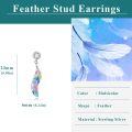 wholesale 925 Sterling Silver Feather Drop Dangle Earrings with Colorful Enamel and CZ Stones Minimalist Jewelry for Women Girls Gifts-0-2