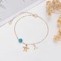 wholesale 14K Gold Turquoise Sea Turtle Charm Ankle Anklet for Women - 9 Inches-0-3