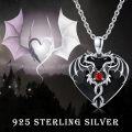 wholesale 925 Sterling Silver Red Ruby Heart Dragon Pendant Necklaces for Women and Girls-0-6