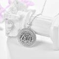 wholesale 925 Sterling Silver Allah Round Pendant Necklaces for Women Men Islam  45cm Chain Length-0-3