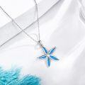wholesale 925 Sterling Silver Blue Opal Starfish Pendant Necklace for Women Girls Gifts-0-1