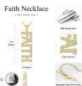 wholesale Gold Plated 925 Sterling Silver FAITH Pendant Necklace with Cubic Zirconia Stones - Christian Jewelry for Women-0-2