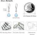 wholesale 925 Sterling Silver Round Blue Chalcedony Leverback Earrings for Women Ladies Birthday Christmas Gifts-0-5