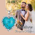wholesale 925 Sterling Silver Blue Green Turquoise Heart Pendant Necklace for Women-0-4