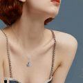 wholesale 925 Sterling Silver Moon & Cat Design with Blue and White Stones Pendant Necklace for Women-0-1