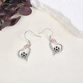 wholesale 925 Sterling Silver Soccer Ball Heart Drop Earrings Rose Gold Plated Cz Crystal-0-2