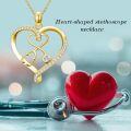 wholesale Heart Nurse Necklace 925 Sterling Silver Stethoscope Necklace Nursing Jewelry Gifts For Doctor Medical Student Rn Christmas Nurse Day -0-2