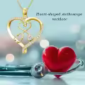 TOUPOP 925 Sterling Silver Heart Stethoscope Necklace Nurse Jewelry Gift-0-2