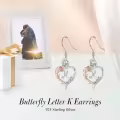 TOUPOP Sterling Silver Rose Heart Butterfly Initial K Letter Drop Dangle Earrings-0-2