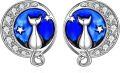 wholesale 925 Sterling Silver Cat Moon Star Stud Earrings for Women-0-0
