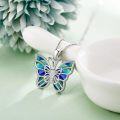 wholesale 925 Sterling Silver Blue Green Abalone Shell Butterfly Pendant Necklace for Women-0-1