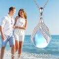 wholesale 925 Sterling Silver Crescent Tear Drop Shape Rainbow Moonstone Pendant Necklace-0-5