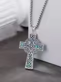TOUPOP 925 Sterling Silver Animal Celtic Cross Necklace Religious Gift-0-3