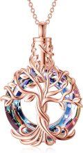 wholesale TOUPOP Tree Of Life Urn Necklace For Ashes With Circle Crystal 925 Sterling Silver Cremation Jewelry W/funnel Filler Memorial Keepsake Gifts For Women -0-0