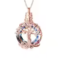 TOUPOP Sterling Silver Crystal Tree Of Life Urn Necklace For Ashes Memorial Keepsake-0-0