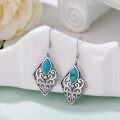 wholesale 925 Sterling Silver Turquoise Vintage Boho Marquise Hook Earrings for Women-0-3