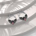 wholesale 925 Sterling Silver Bat Hoop Earrings with Red Crystal Gemstone - Gothic Style Jewellery Gift for Her-0-1