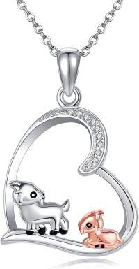 wholesale 925 Sterling Silver Goat & Rabbit Love Heart Pendant Necklaces for Women Girls Gifts Jewelry Accessories-Goat-Goat