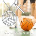 wholesale 925 Sterling Silver Volleyball Cross Charm Pendant Necklace for Women-0-1