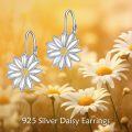 wholesale 925 Sterling Silver Daisy Flower Drop Earrings with Gold Center for Women-0-2