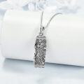 wholesale S925 Sterling Silver & Zircon Chrysanthemum Urn Necklace - November Birth Flower Cremation Jewelry for Ashes, 1.34 Pendant, 18 Chain, Gift Box-0-4