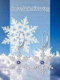 wholesale 925 Sterling Silver Snowflake Earrings For Women White/blue Cz Winter Snowflake Leverback Earrings Christmas Jewelry Gifts For Women -0-1