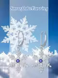 TOUPOP 925 Sterling Silver Blue CZ Snowflake Leverback Earrings Christmas Gifts-0-1