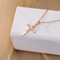 wholesale 14K Gold Diamond Cut Cross Necklace for Women 16 18 -0-8