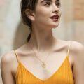 wholesale 14k Gold Girl And Horse Heart Pendant Necklace-0-5
