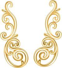 wholesale 925 Sterling Silver Scrollwork Ear Climber Earrings for Women-Filigree-gold