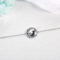 wholesale 925 Sterling Silver Crystal Moon Black Cat Charm Bracelet for Women Gothic s-0-4