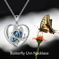 wholesale 925 Sterling Silver Heart-Shaped Abalone Shell Butterfly Pendant Keepsake Urn Necklace for Ashes Memorial s-0-1