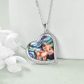 wholesale 925 Sterling Silver Rose Gold Goat Heart Pendant With Abalone Shell And Cubic Zirconia-0-2