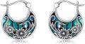 wholesale 925 Sterling Silver Abalone Shell Flower Round Hoop Earrings for Women-0-0