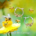 wholesale 925 Sterling Silver Bee Honey Dripping Hoop Earrings - Adorable Gift for Her-0-5