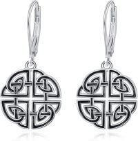 wholesale 925 Sterling Silver Celtic Knot Leverback Drop Earrings for Women - Minimalist  Ideas-Celtic Earrings-2