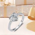wholesale TOUPOP 1ct Heart Moissanite Wedding Rings For Women D Color Vvs1 S925 Sterling Silver Round Moissanite Engagement Ring Eternity Promise Wedding Anniversary Christmas Jewelry Gift For Wife Size 6-9 -0-5