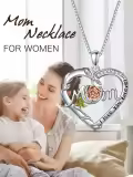 TOUPOP Sterling Silver Rose Flower I Love You Forever Mom Heart Pendant Necklace-0-4