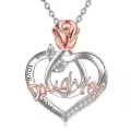 TOUPOP Sterling Silver Rose Flower Daughter Necklace-0-0