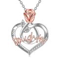 TOUPOP Sterling Silver Rose Flower Daughter Necklace-0-0