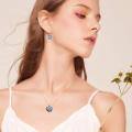 wholesale 925 Sterling Silver Blue Heart Drop Earrings-0-1