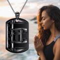 wholesale Black  Cross & Stars Dog Tag Necklace w/ Bible Verse Pendant for Men/Women-0-3