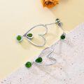 wholesale 925 Sterling Silver Heart-Shaped Green Jade Drop Dangle Stud Earrings for Women Gifts for Mom and Wife-0-3